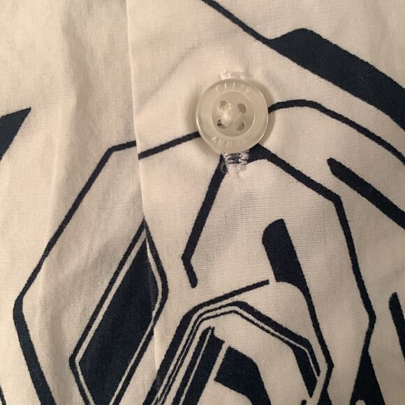 Perry Ellis Stretch White Navy Rose Men’s Shirt Size L Tall - Picture 7 of 9